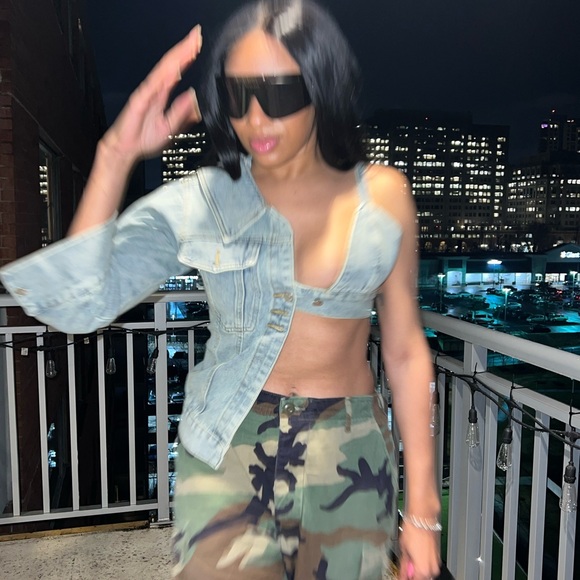 Denim Half bralette half jacket top - Picture 4 of 5